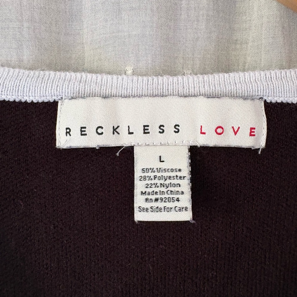 Reckless Love Black and White Contrast Trim Button Front Cardigan - Picture 2 of 6